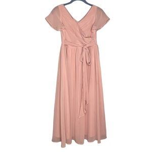 Revelry formal gown pink chiffon bridesmaids dress juniors size 12
